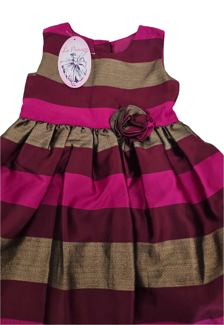 la princesa metallic striped party dress - girls size 5 (new)