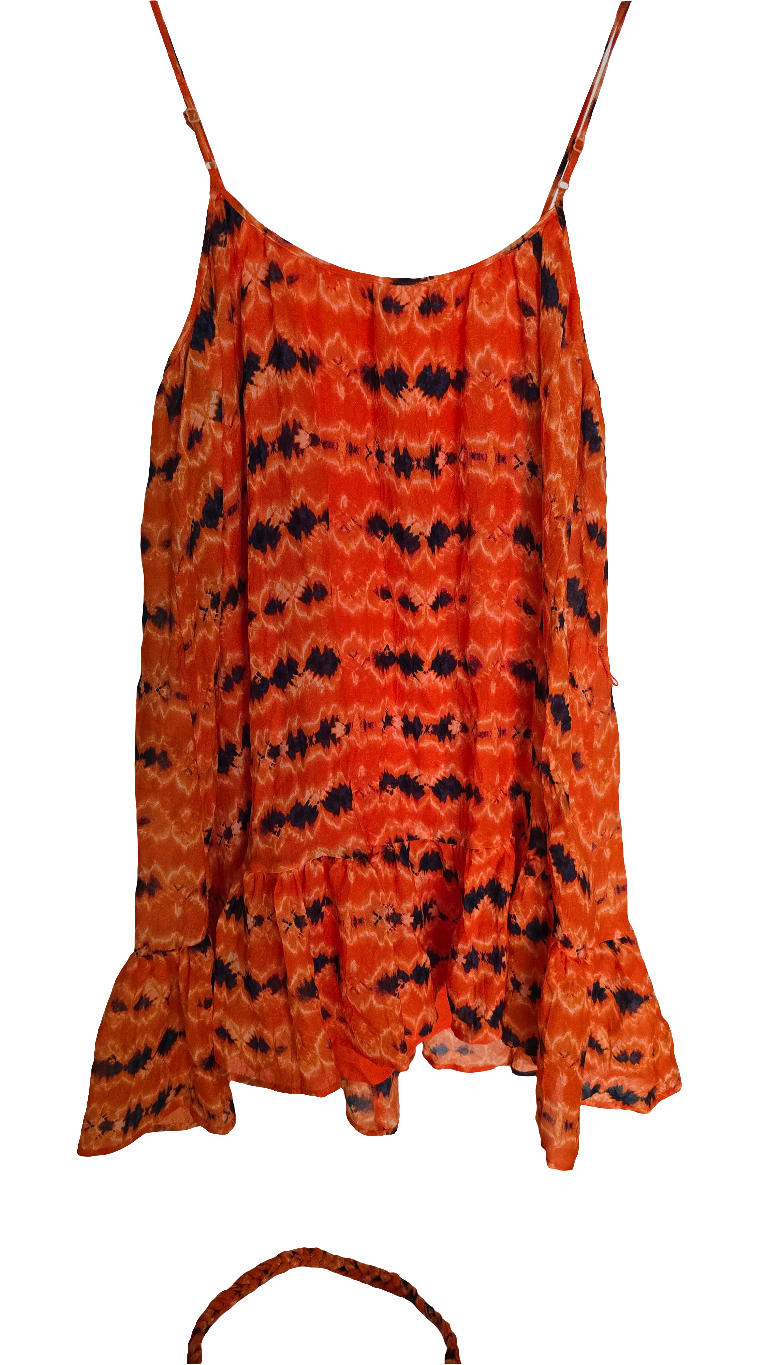 wayf women’s mini dress – tie dye orange – size m