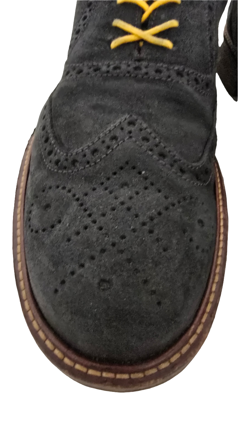 ecco wingtip suede oxfords - black w/ yellow laces (size us 13, pre-owned)