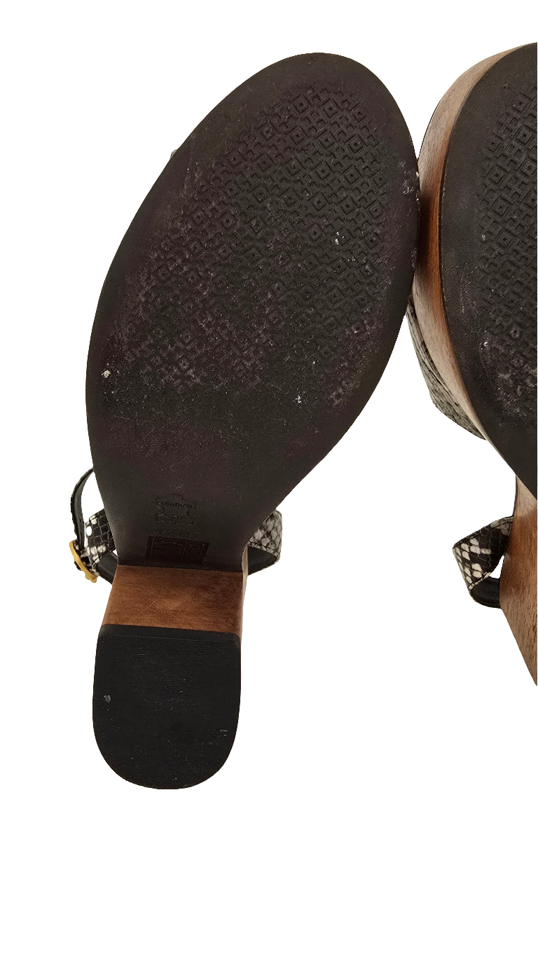 tory burch black snakeskin platform sandals – size 7.5m (excellent condition)