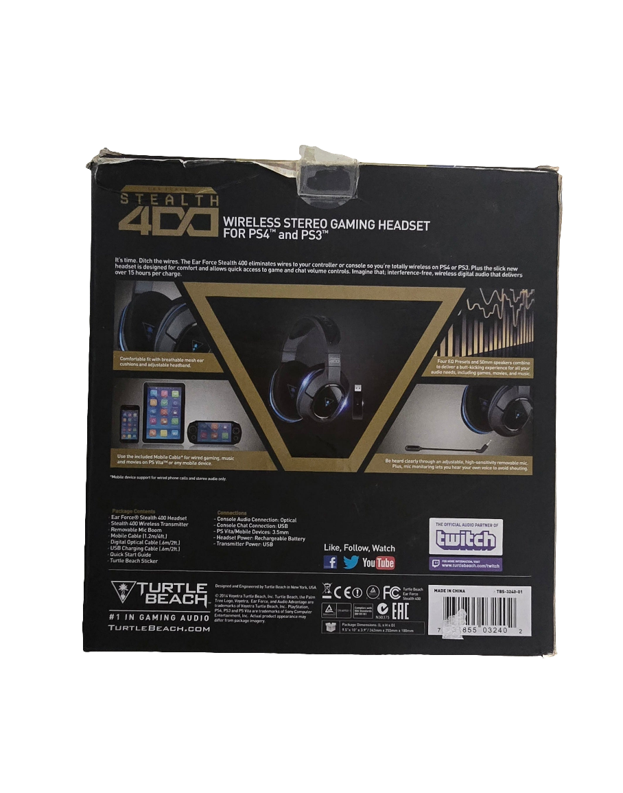 turtle beach ear force stealth 400 wireless stereo gaming headset – ps4 / ps3