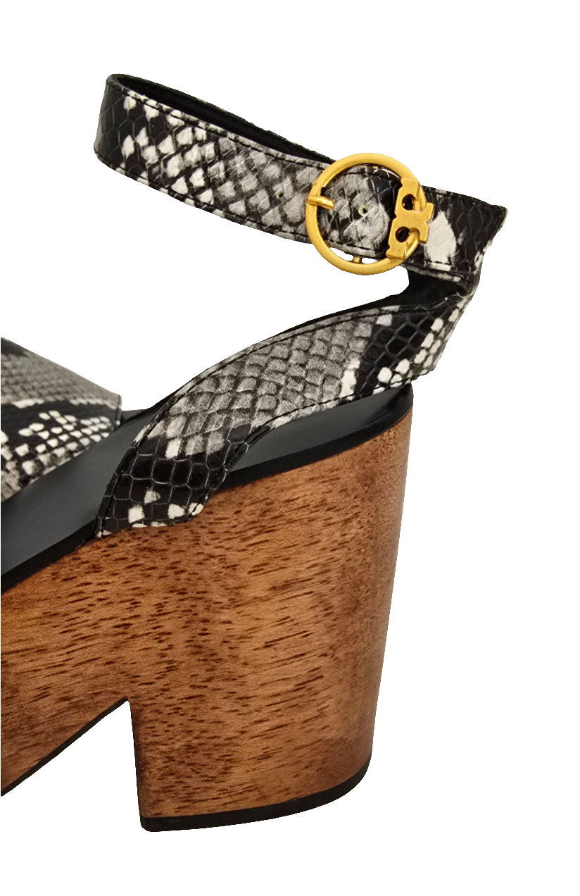 tory burch black snakeskin platform sandals – size 7.5m (excellent condition)