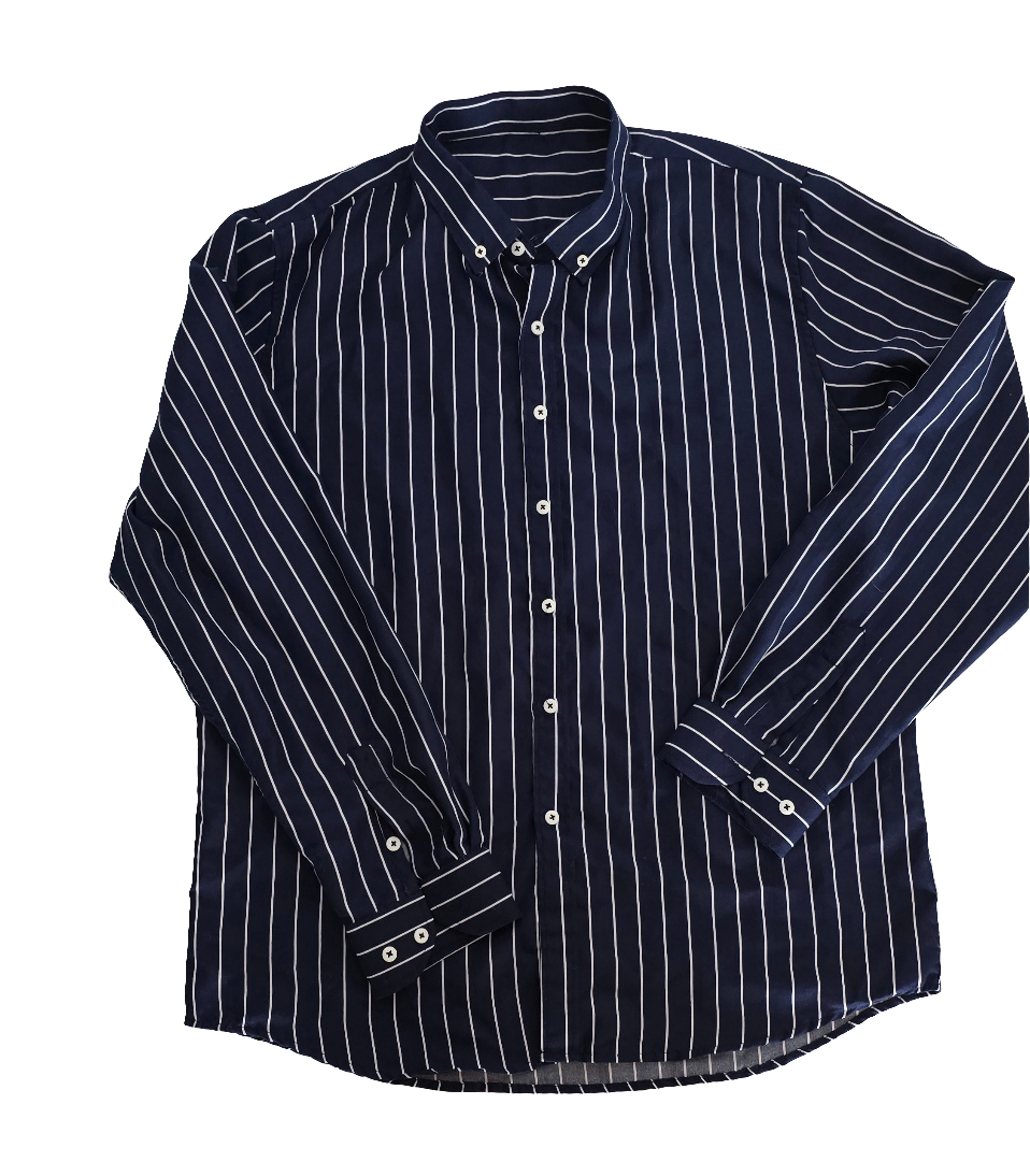 men’s navy blue striped long sleeve shirt – size xl