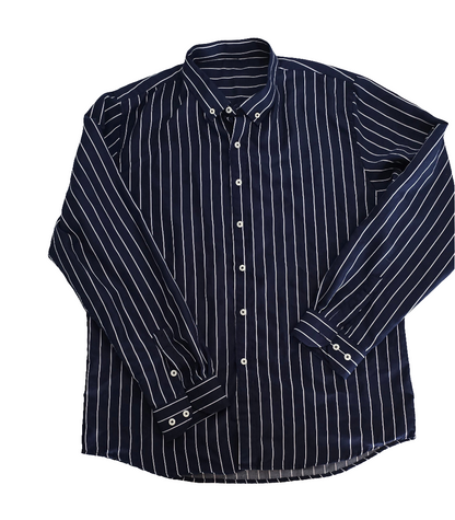 Men’s Navy Blue Striped Long Sleeve Shirt – Size XL