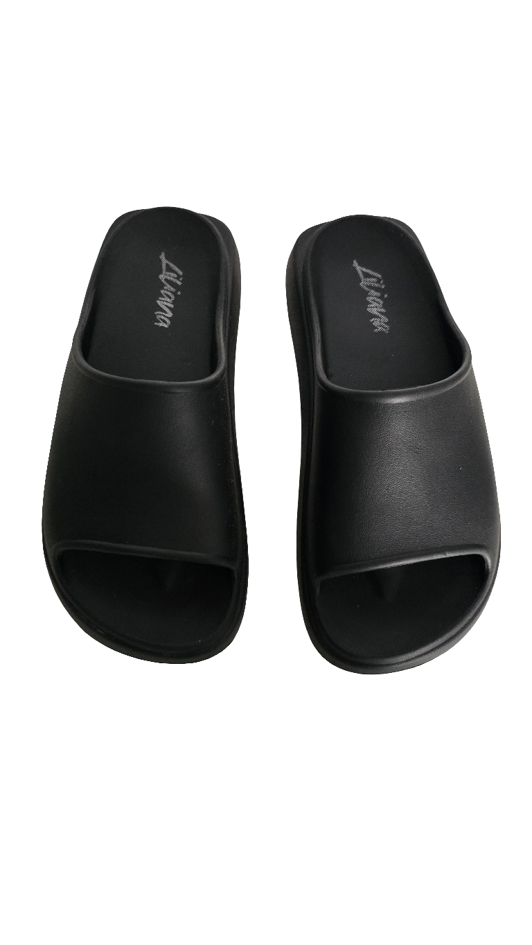 liviara black slide sandals – size 6 / eu 37