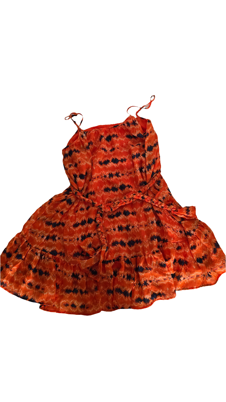 wayf women’s mini dress – tie dye orange – size m