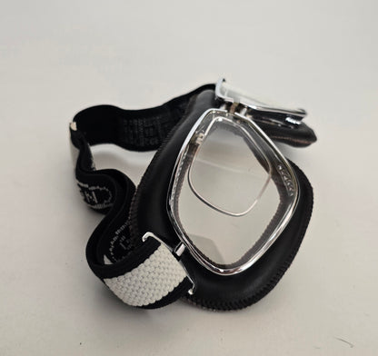 Vintage Motorcycle Goggles – Black Leather Padding & Chrome Frame