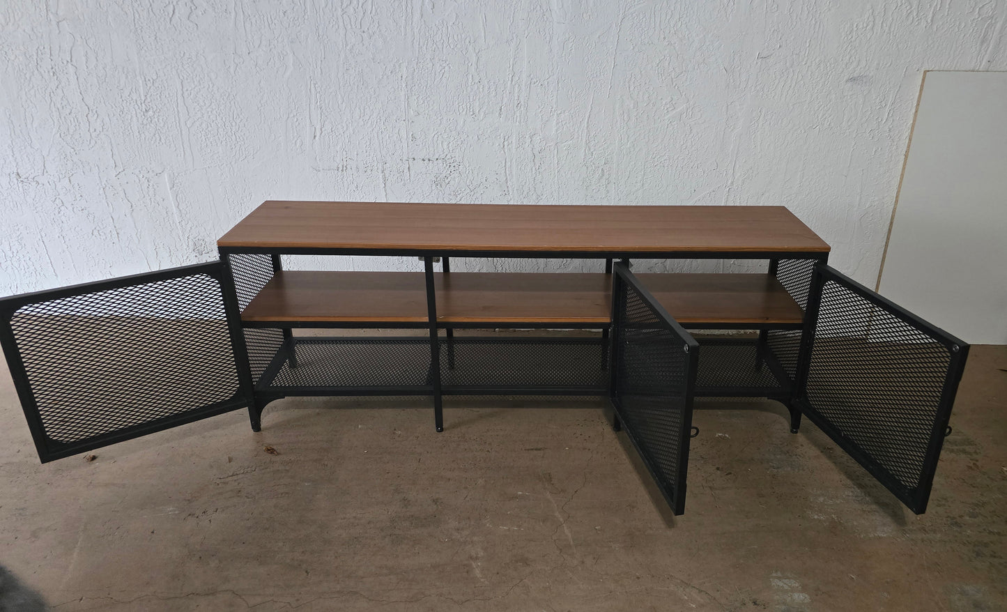 fjällbo tv unit – black / wood top – ikea