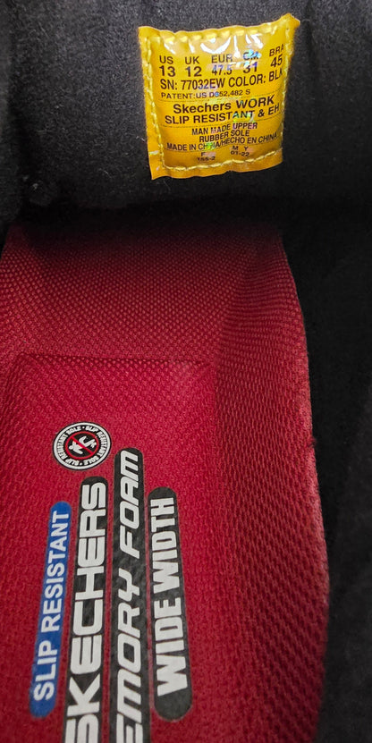 Skechers Work Slip Resistant Memory Foam Wide Width Black – Size 13 US – SKU 77032EW