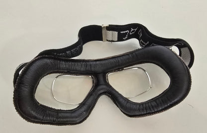 Vintage Motorcycle Goggles – Black Leather Padding & Chrome Frame