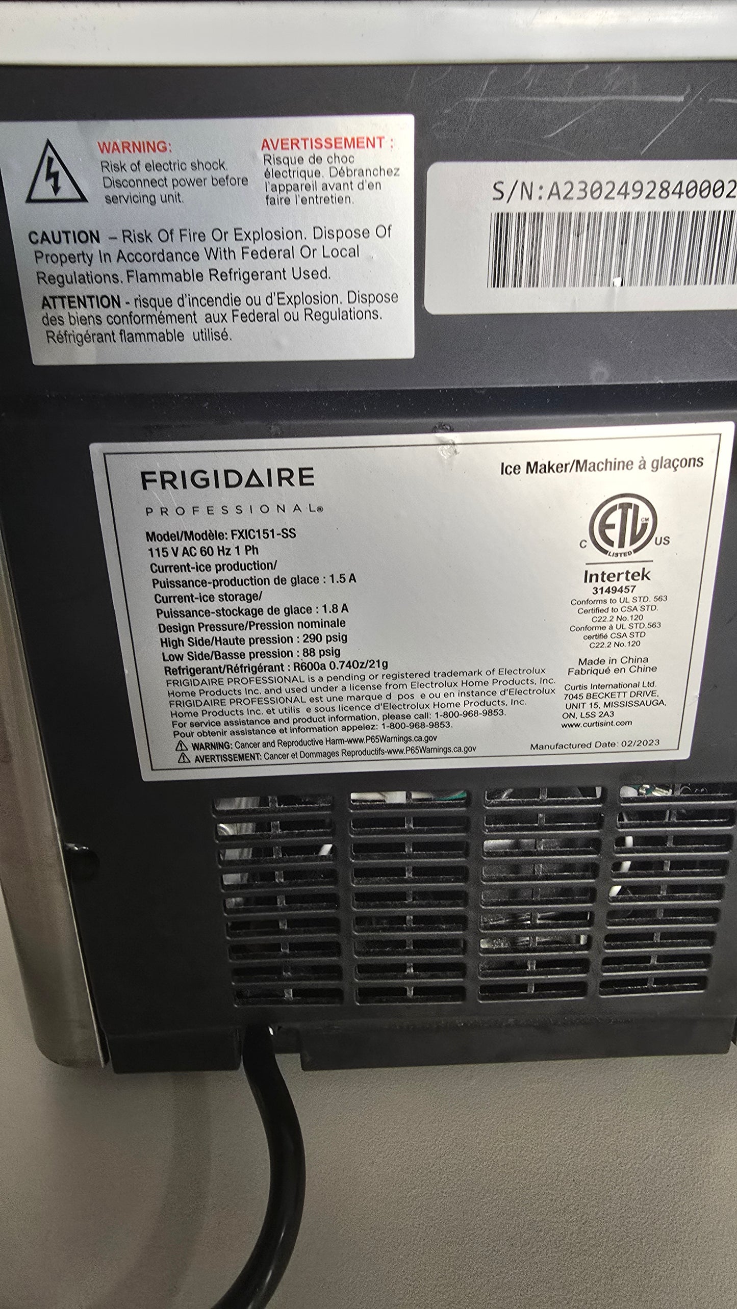 frigidaire professional ice maker fxic151-ss | countertop stainless steel